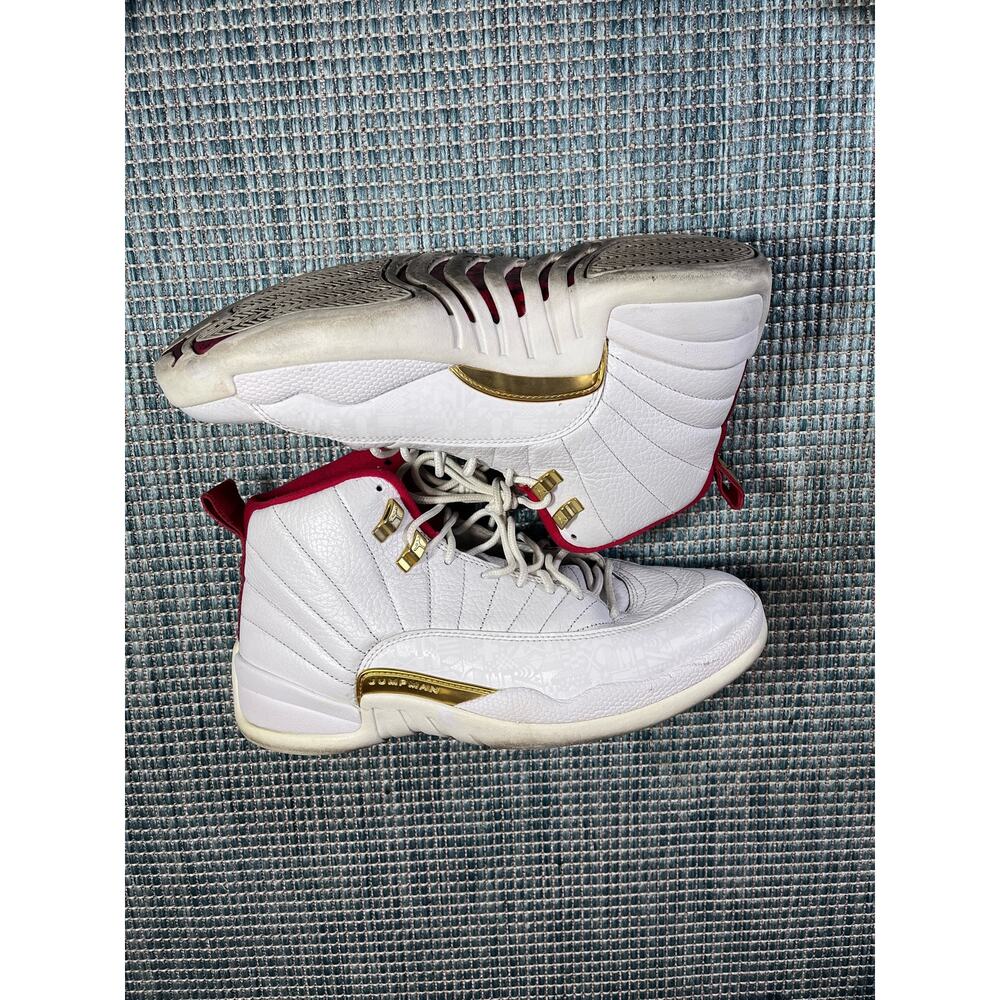 Nike Air Jordan 12 Retro Fiba 2019 Size 10 130690-107 White/Red/Gold Athletic